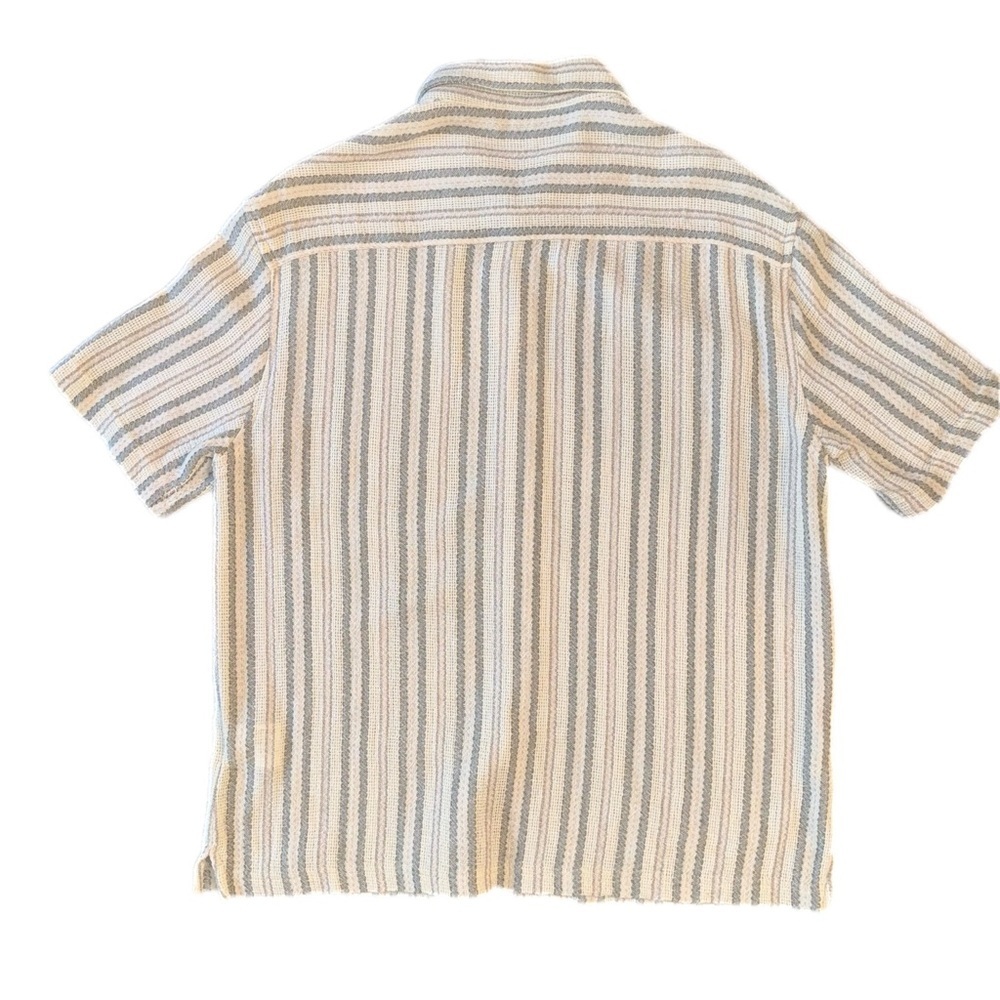 Zara Men's Casual Striped Shirt - Cream and Blue - Picture 4 of 6